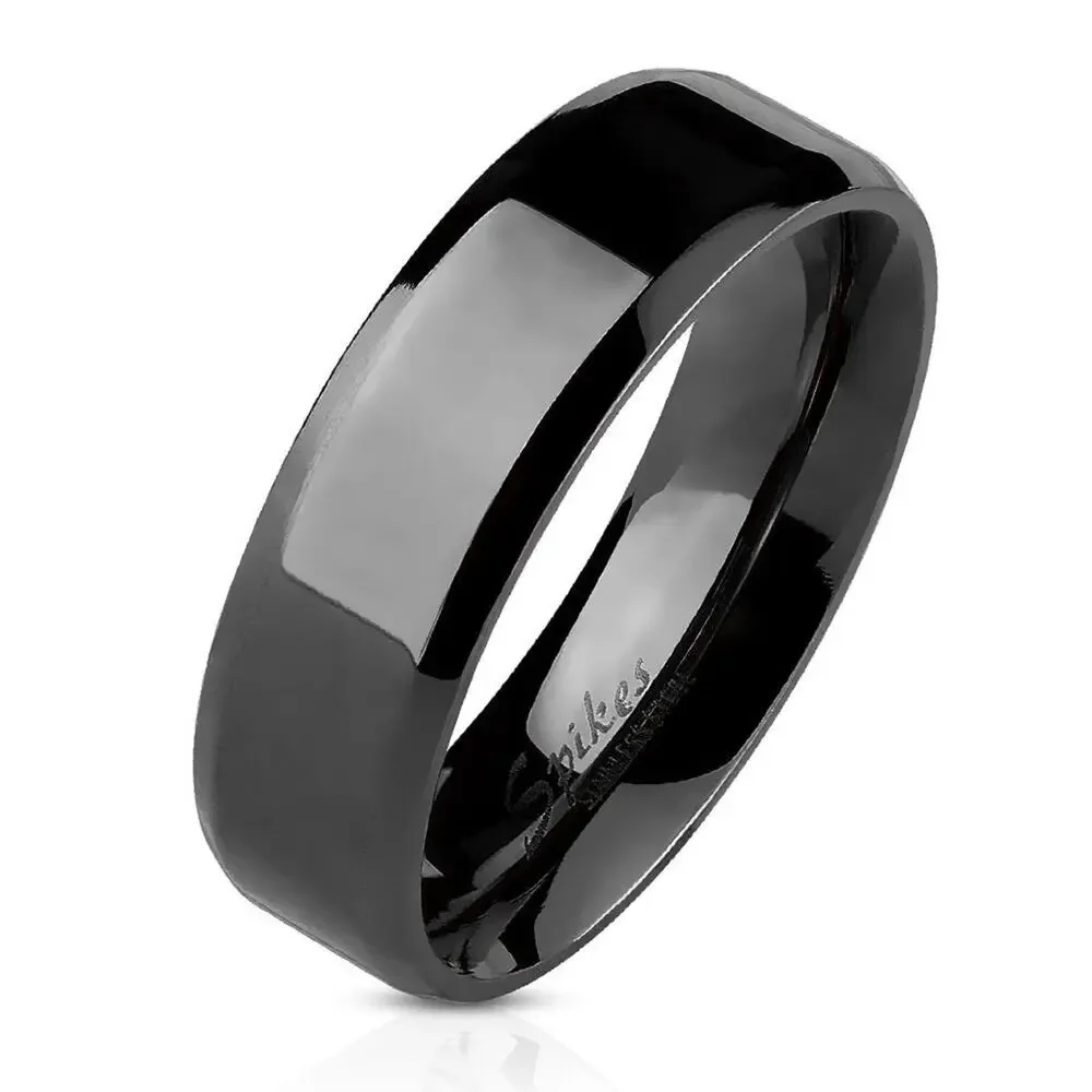 316L Stainless Steel Wedding Band Ring Comfort Fit Mens Womens black Size 10 6mm